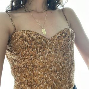 Vintage silk quilted animal print Limited bustier.